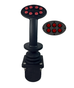 Apem HJRMBSAAYGDEA джойстик, 2 Axis, Hall Effect, Operator presence paddle, Index trigger, 6 pushbuttons, IP63