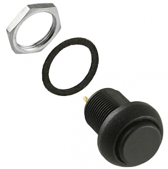 Apem IMP7P422075 кнопка, Ø 12 mm, black actuator, Momentary, NC+NO, 3 A 28 VDC, IP67, Harsh / Noisy environments