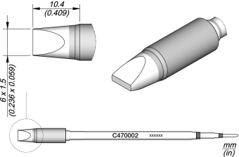 JBC C470002 паяльне жало, chisel, 6 x 1,5 mm, HT
