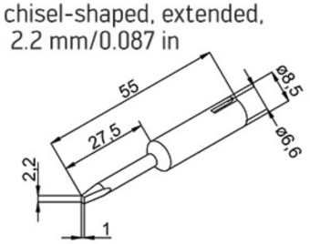 Kurtz Ersa 0832KD/SB паяльне жало, chisel-shaped, extended, 2.2 mm