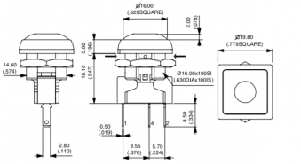Apem IRC7Z2B2 кнопка, Ø 16 mm, Momentary (NC + NO), dark blue actuator, microswitch technology, 5 A 250 VAC, IP67